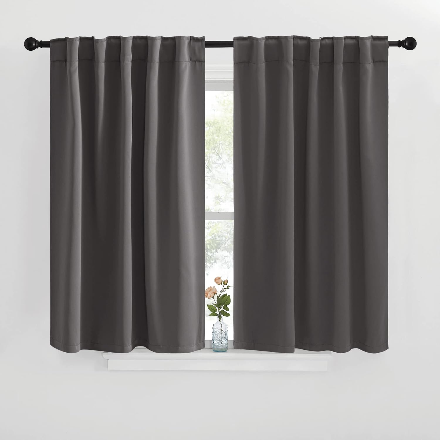 NICETOWN Blackout Window Curtains for Camper - (Grey Color) 42x40 Inch, 2 Panels Set, Thermal Insulated Room Darkening Blackout…