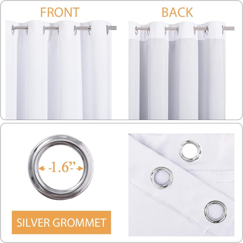 Rybhome RYB HOME 3-in-1 Soundproof Curtains with Detachable Felt Liner, 100% Blackout Thermal Insulated Living Room Curtains, Draft Block D…