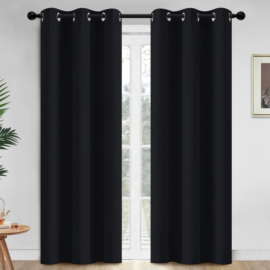 Yakamok 84 Inch Length Blackout Curtains for Bedroom, Thermal Insulated Room Darkening Grommet Top Window Drapes for Living…