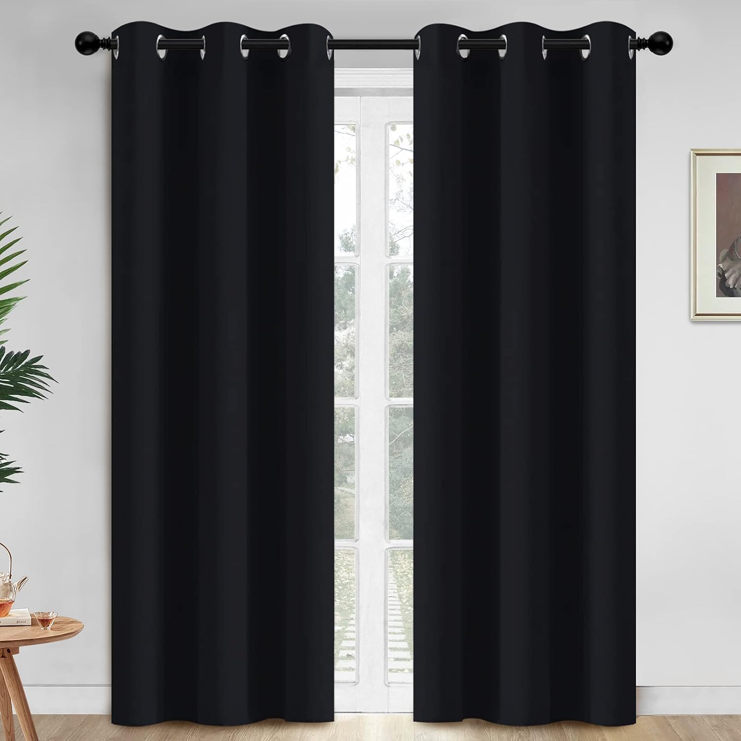Yakamok 84 Inch Length Blackout Curtains for Bedroom, Thermal Insulated Room Darkening Grommet Top Window Drapes for Living…