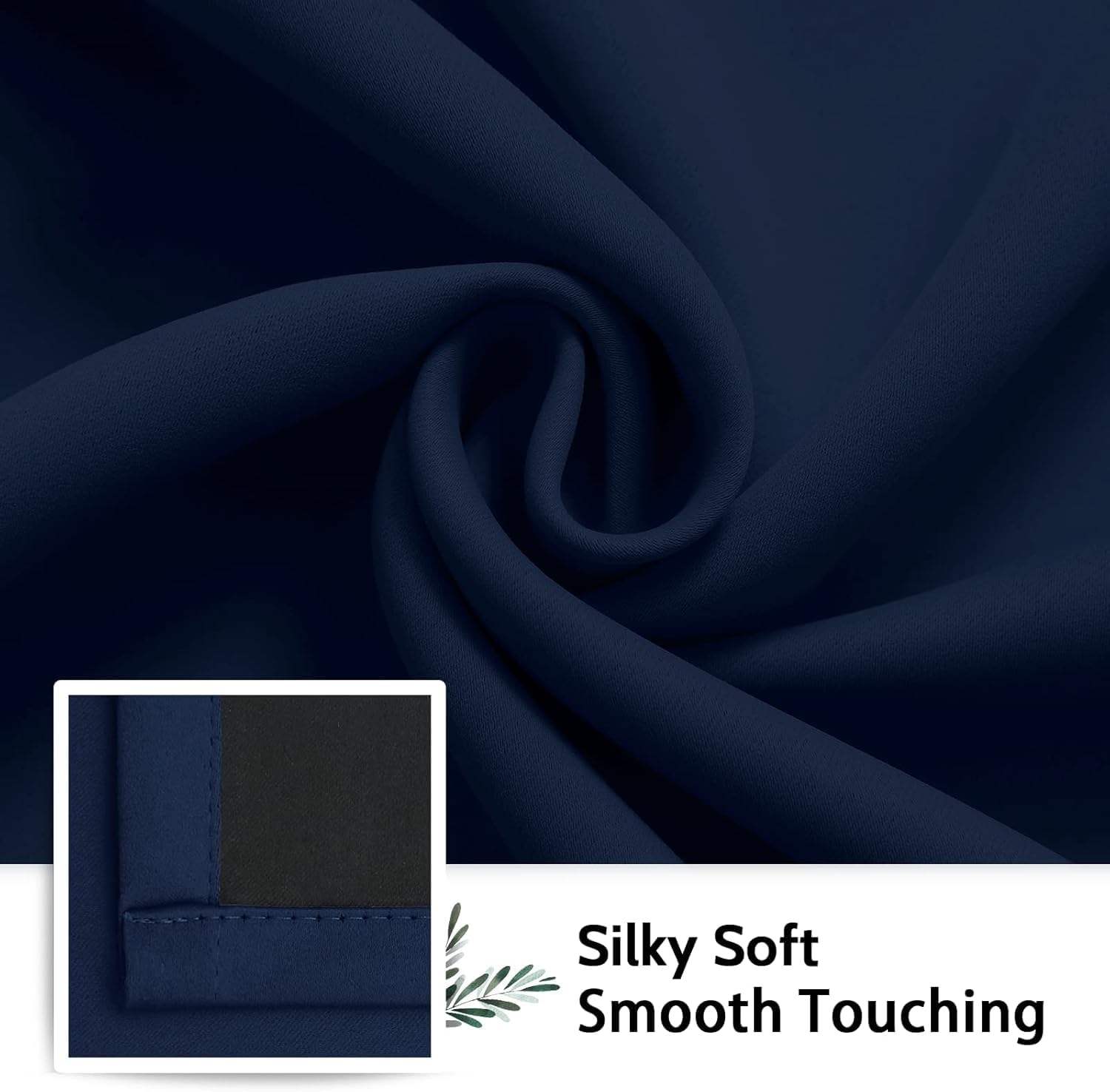 SimpleHome 100% Blackout Curtains for Bedroom, Thermal Insulated Navy Blue Grommet Window Drapes Room Darkening Curtains for Living Room wit…