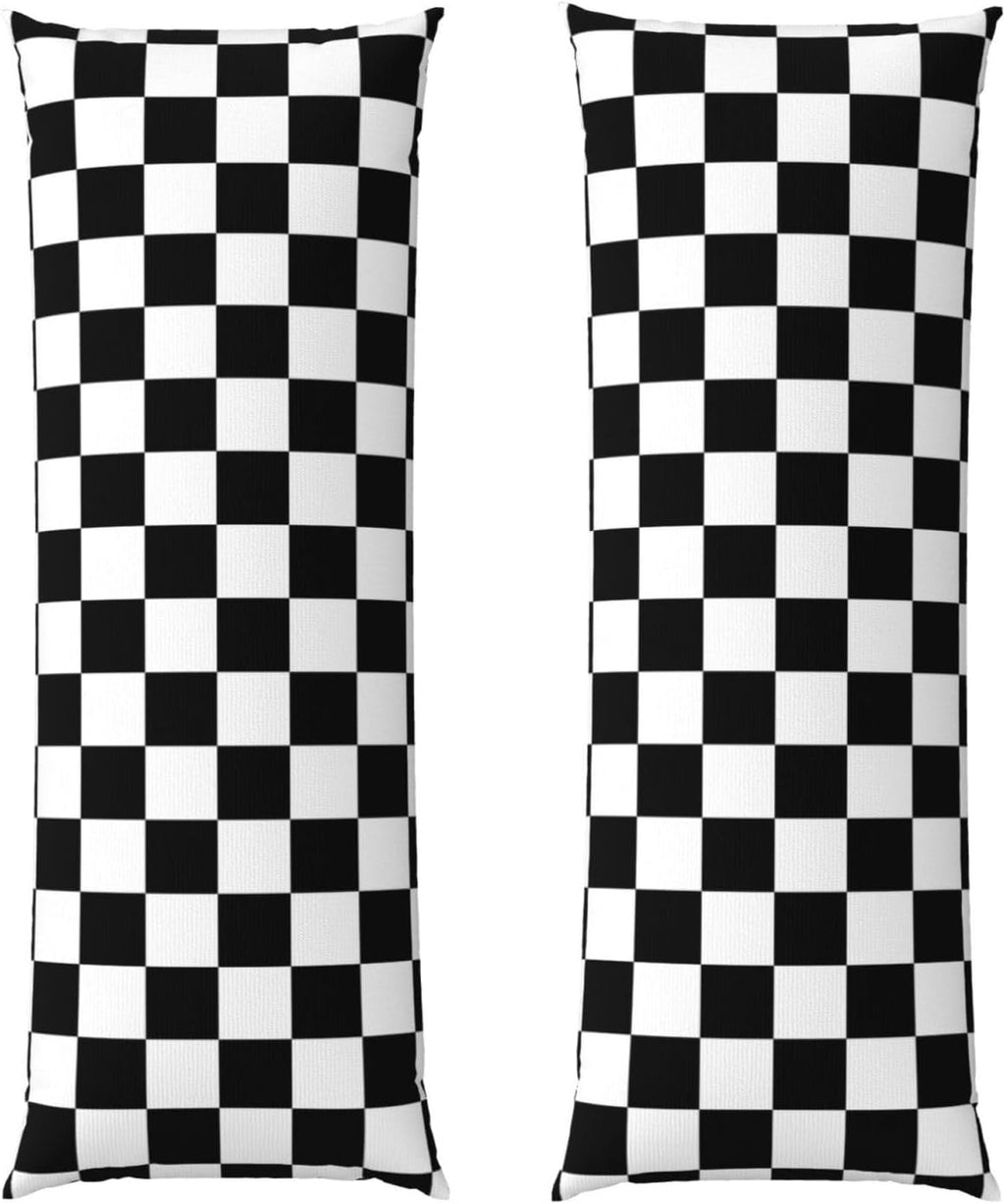 Sovvin Black and White Checkered Body Pillow Cover Checkerboard Print Long Pillow Case with Zipper Decorative Soft Cushion Bedding P…