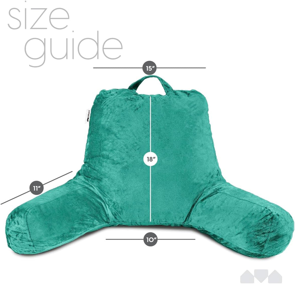 Milliard Reading Pillow with Arms, Teal, Shredded Memory Foam Back Pillow for Bed Sitting Up - Sit Up Backrest Support for Reading & Rest…