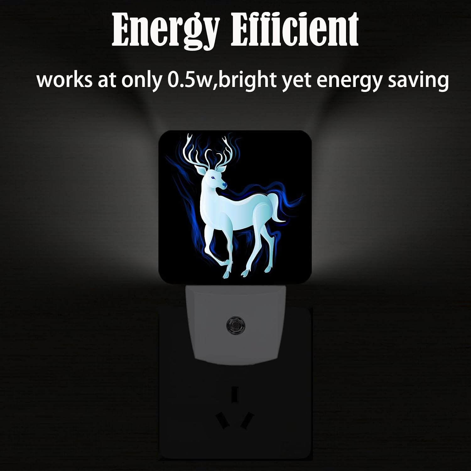 Blue Deer Night Light, Plug Into Wall Decor for Stairway, Hallway, Kitchen, Dusk to Dawn Sensor Nightlights for Boys/Girls/Women/Men Room Gifts