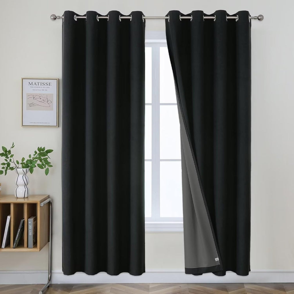 Joydeco Blackout Curtains 84 Inches Long 2 Panels Burg, Room Darkening Curtains for Bedroom, 100% Black Out Textured Thermal Drapes Privacy…