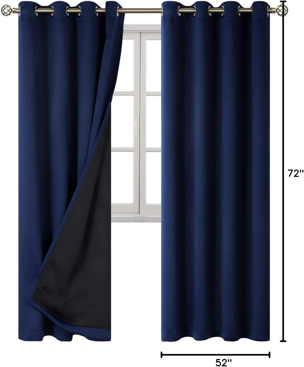 BGment Thermal Insulated 100% Blackout Curtains for Bedroom with Black Liner, Double Layer Full Room Darkening Noise Reducing Grommet Curta…