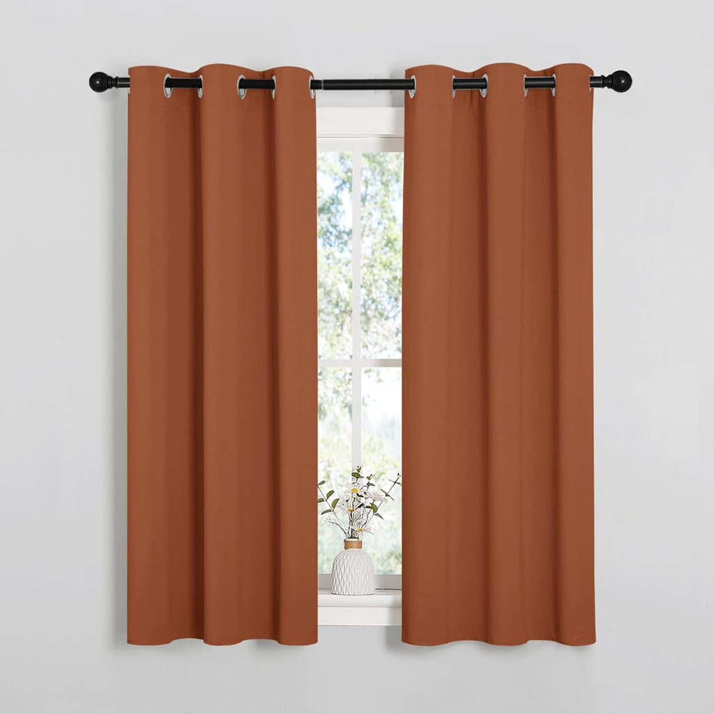 NICETOWN Blackout Halloween Draperies Curtains for Girls Room, Nursery Essential Thermal Insulated Grommet Top Blackout Panels (Burnt…