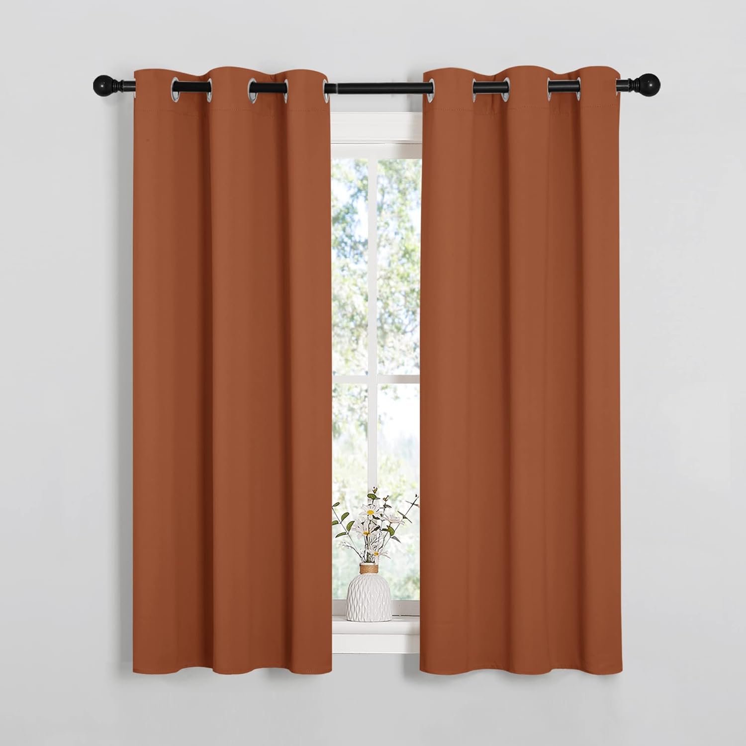 NICETOWN Blackout Halloween Draperies Curtains for Girls Room, Nursery Essential Thermal Insulated Grommet Top Blackout Panels (Burnt…