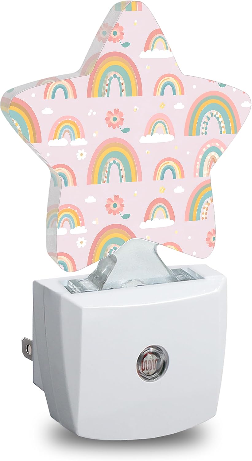 Cute Rainbow Star Night Light Plug in, Soft Glow Night Light for Kids Bedroom Nursery, Gentle Warm Light for Sleep, Compact Lamp for…