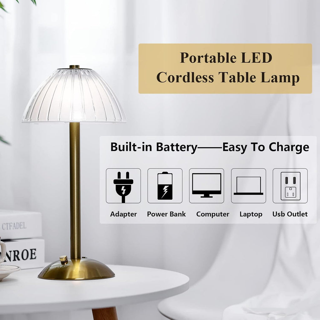 Liliful 4 Pcs Cordless Table Lamp Rechargeable Touch LED Small Gold Portable Battery Operated USB-c Desk Lamp 3 Color Dimmable for…