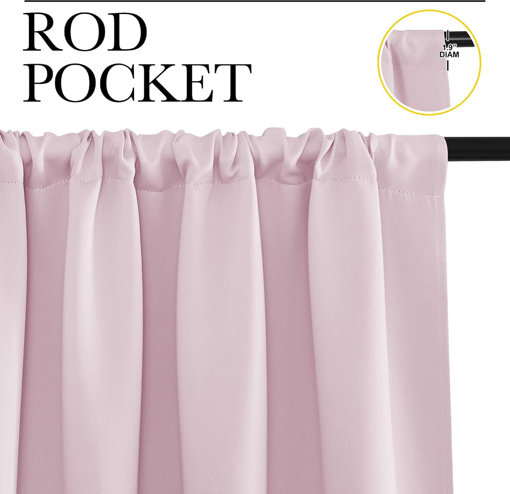 NICETOWN Living Room Blackout Curtains - Nursery Essential Thermal Insulated Solid Rod Pocket Blackout Panels/Drapes (Lavender Pink=Baby…
