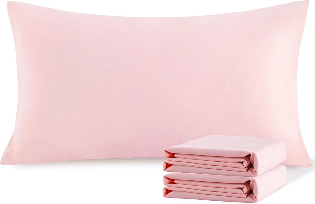 Ntbay King Pillowcase Set - 2 Pack Brushed Microfiber 20x40 Pillowcases - Soft, Wrinkle-Free, Fade-Resistant, Stain-Resistant, Blush Pink P…