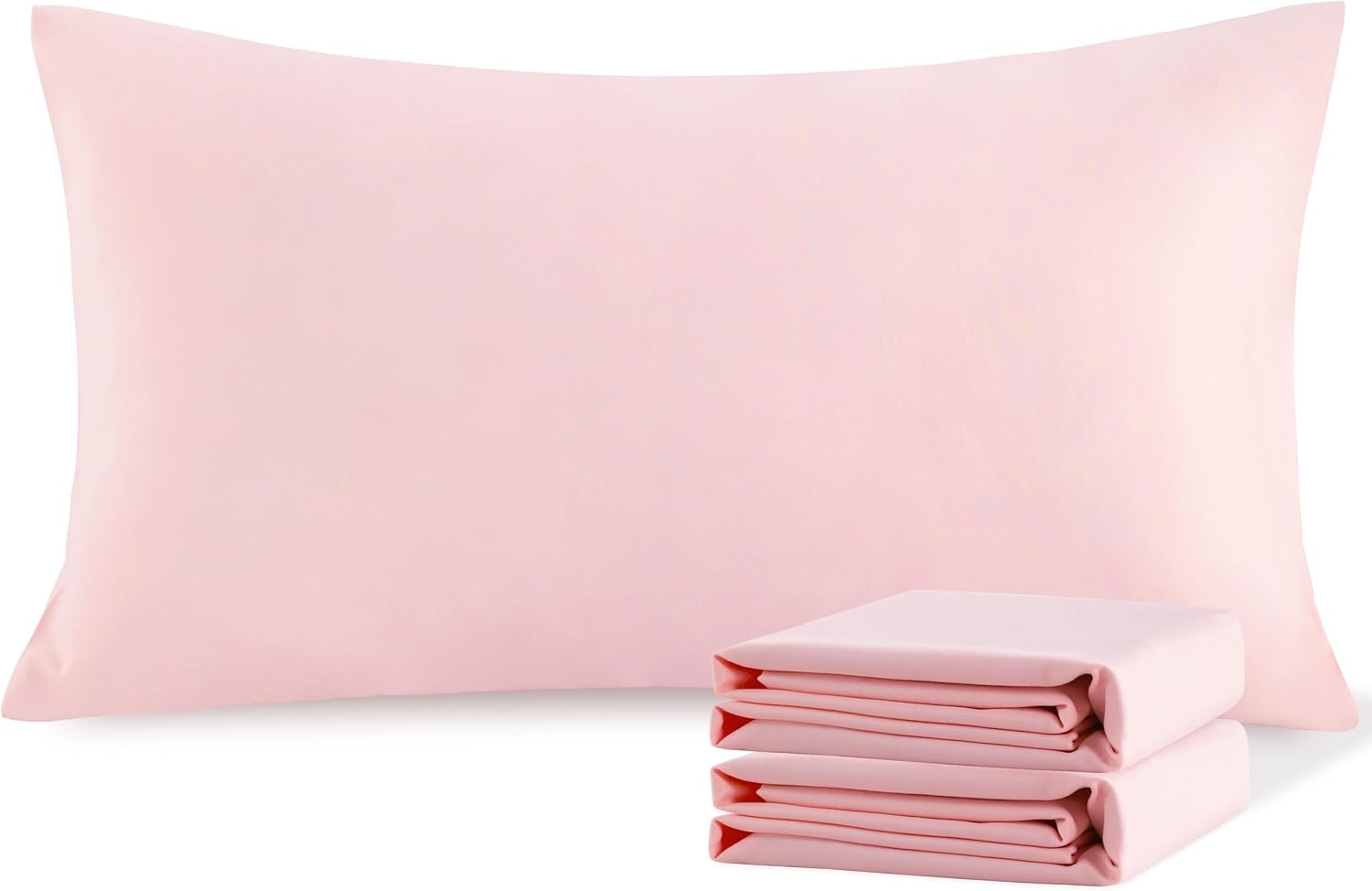 Ntbay King Pillowcase Set - 2 Pack Brushed Microfiber 20x40 Pillowcases - Soft, Wrinkle-Free, Fade-Resistant, Stain-Resistant, Blush Pink P…