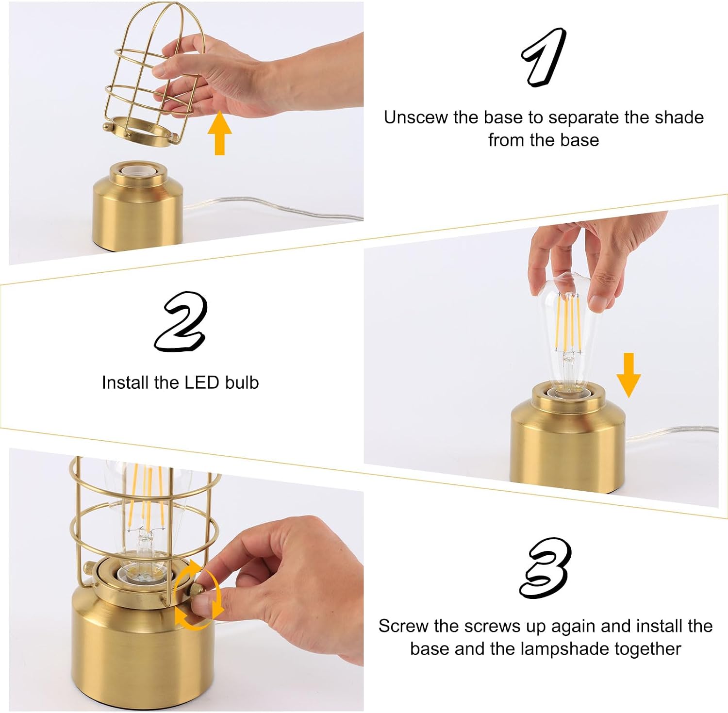 Haian Support Small Touch Gold Table Lamp for Small Spaces - 3 Way Dimmable Industrial Bedside Lamp - Steampunk Antique Nightstand Desk…
