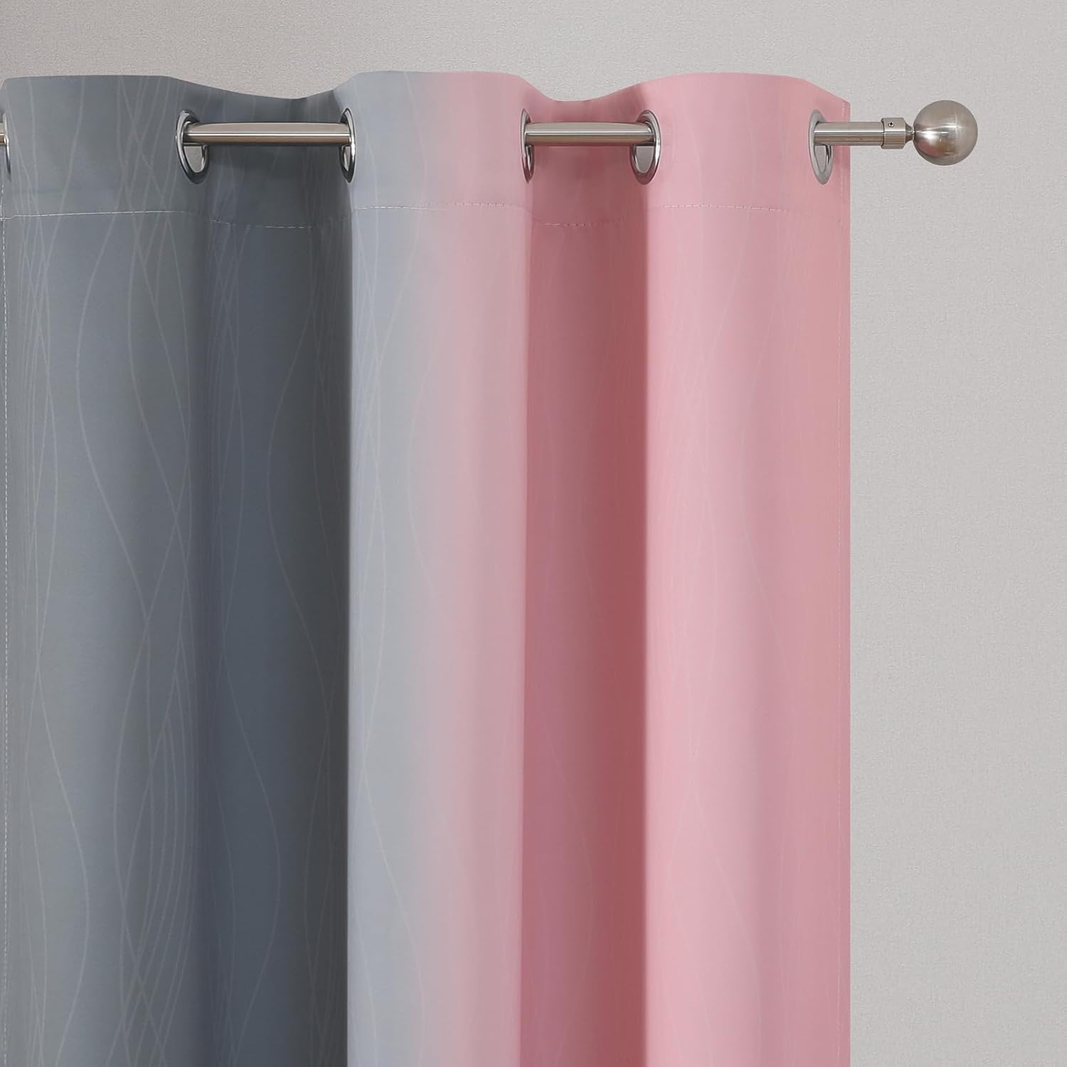 Estelartextiler Estelar Textiler Ombre Grey and Pink Blackout Curtains 72 Inch Length 2 Panels, Full Room Darkening Blackout Curtains for B…