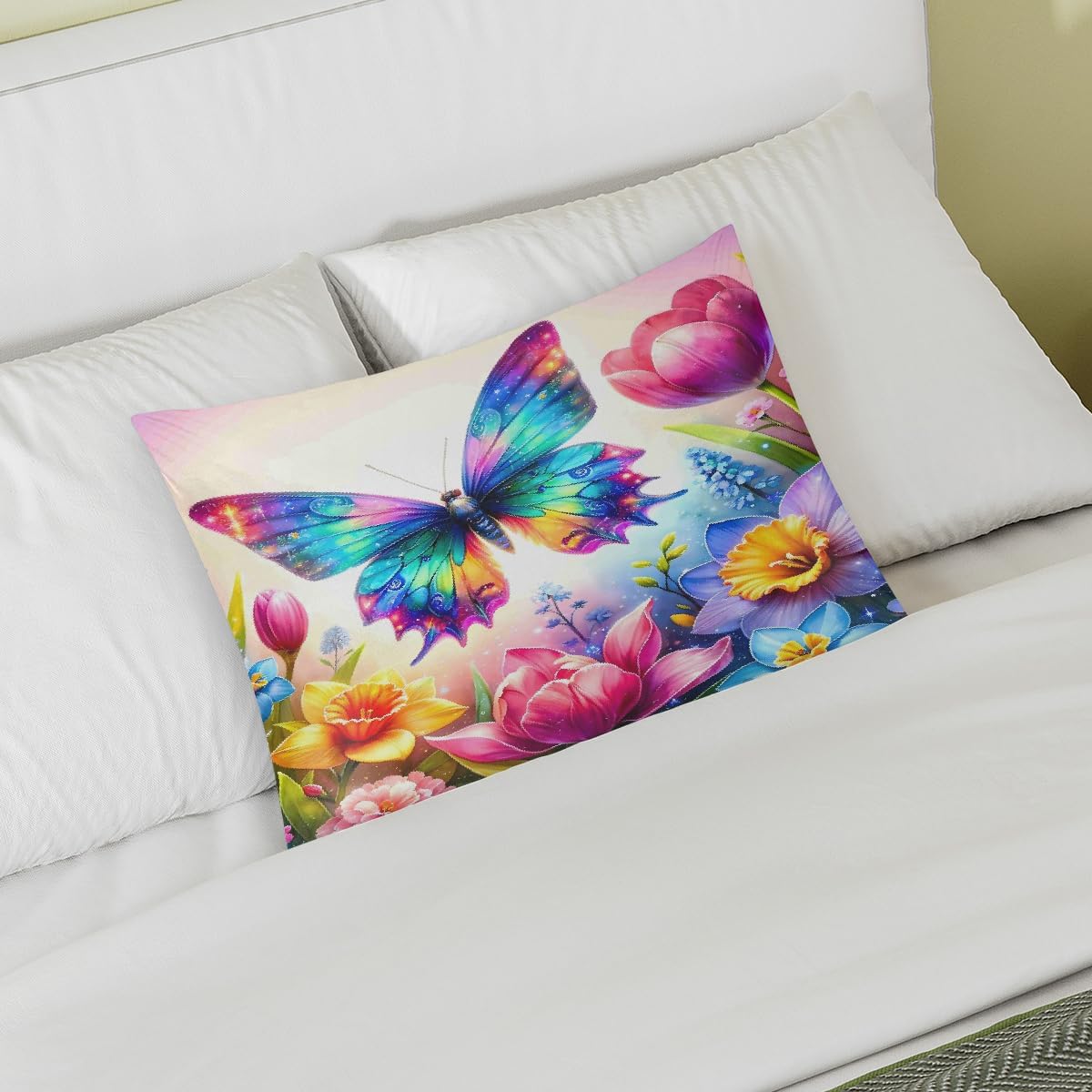 Colorful Butterfly Flowers Satin Pillowcase for Hair and Skin Soft Silk Pillow Cases with Envelope Closure Cooling Pillow Case Slip 15.99…