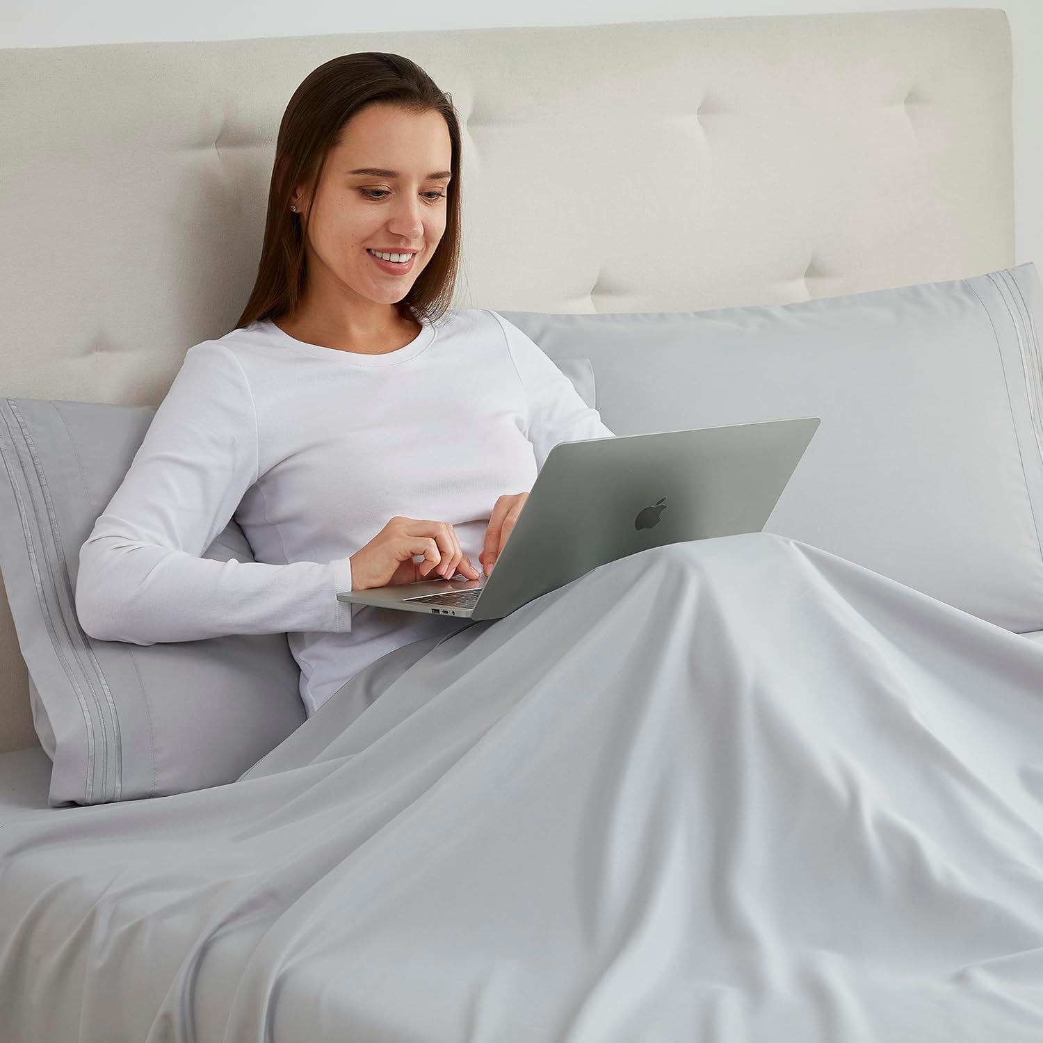 Nestl Light Grey Pillow Cases Queen Size Set of 2, Soft Queen Pillow Case, 1800 Microfiber Queen Pillow Cases 2, Pillowcases Queen, Envelop…