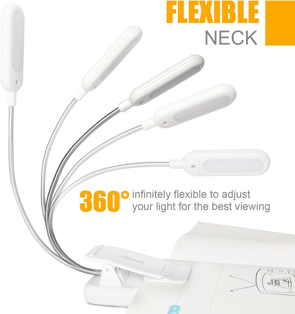 Vavofo Clip On Book Light for Bed Kids, 7 LED Reading Light with 9-Level Warm Cool White Daylight, Eye comfort Lamp with Power Indicator…