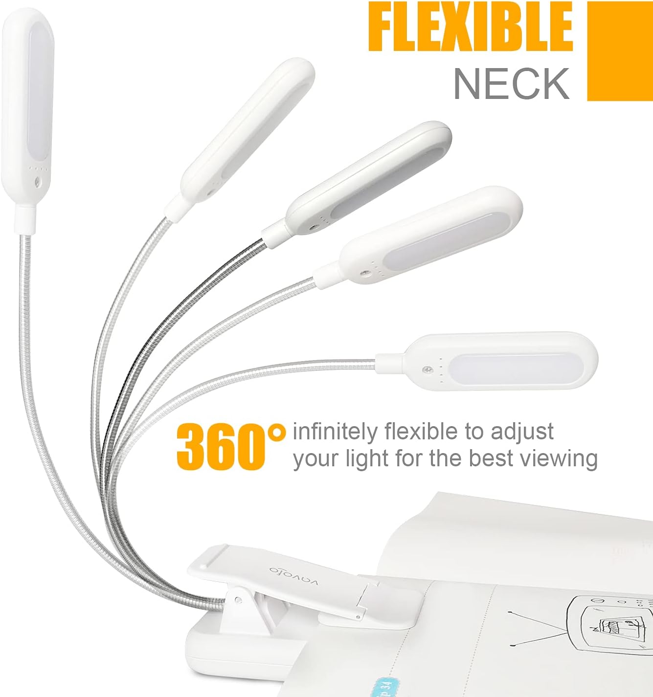 Vavofo Clip On Book Light for Bed Kids, 7 LED Reading Light with 9-Level Warm Cool White Daylight, Eye comfort Lamp with Power Indicator…