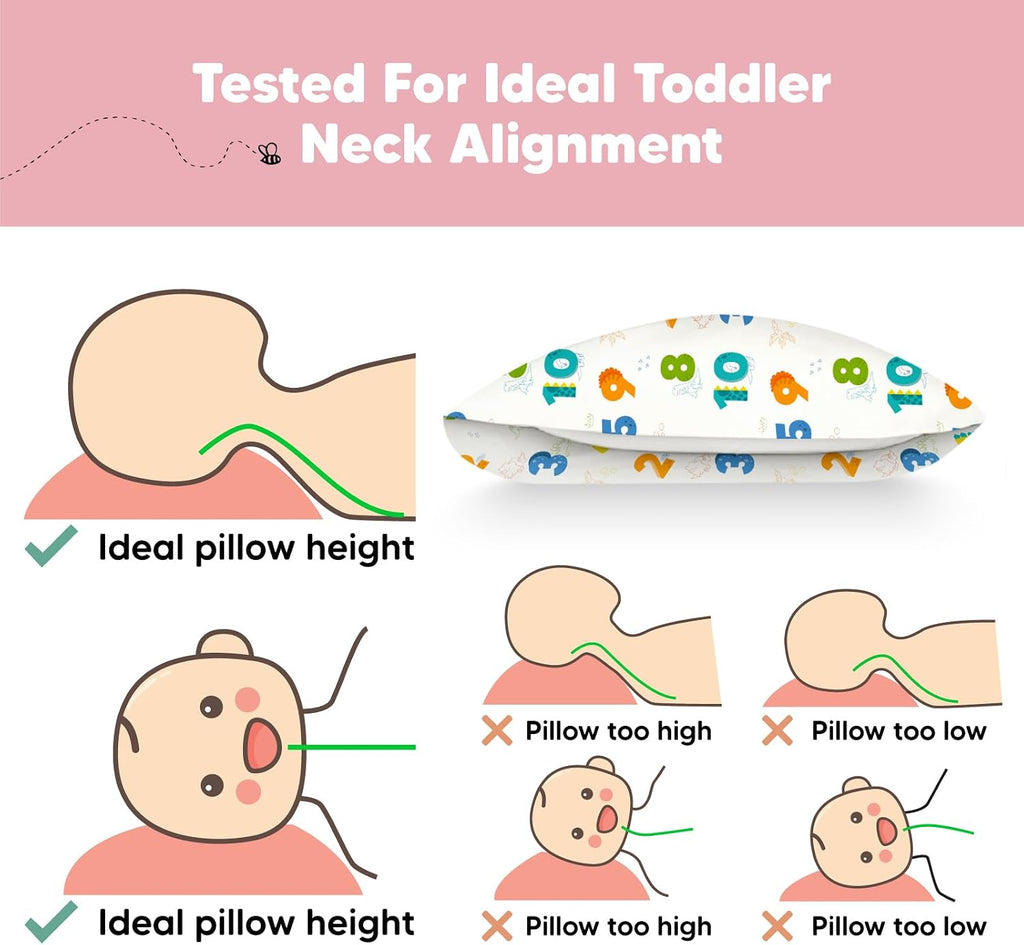 Toddler Pillow with Pillowcase - 13x18 My Little Dreamy Kids Travel Bed Pillows for Sleeping, Organic Cotton Small Pillowcase, Soft &…