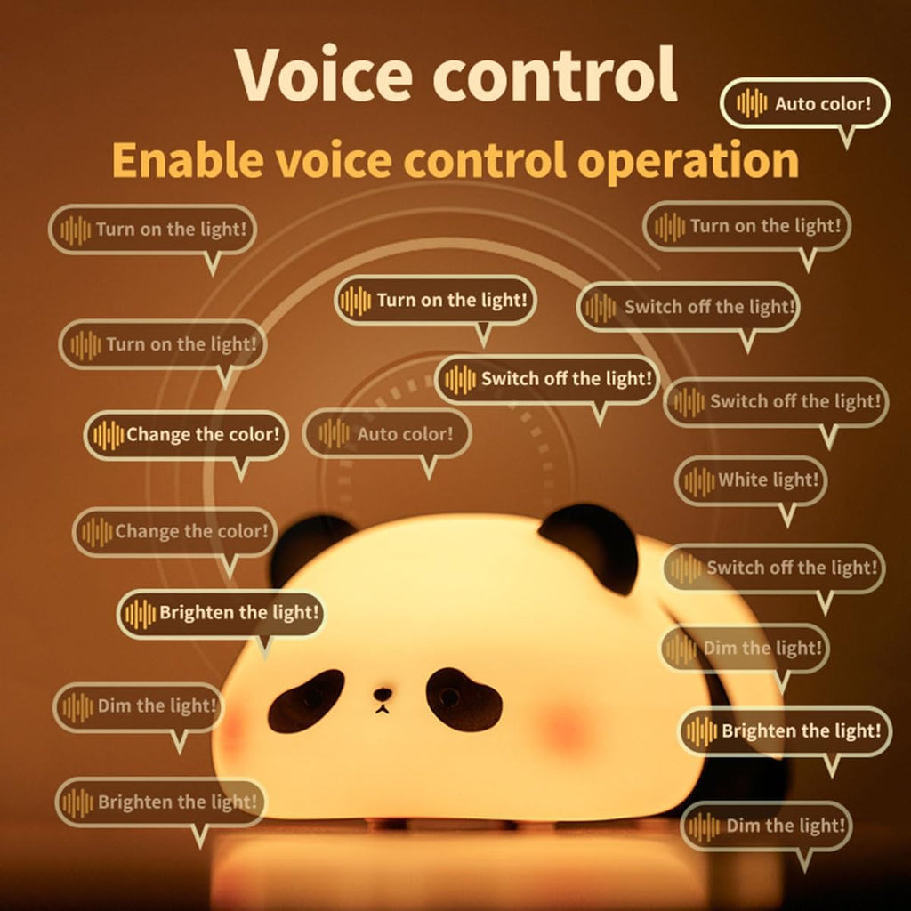 Dreaming My Dream Squishy Cute Panda Night Light, Voice Controlled Light with 7 Color Modes Soft Silicone USB Charging Panda Lamp for Kids R…