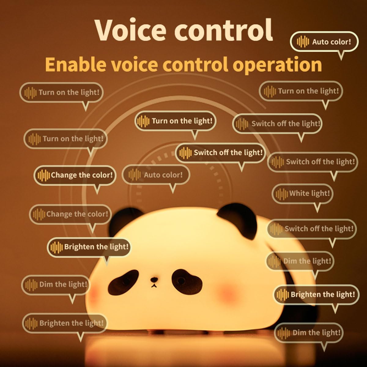 Dreaming My Dream Squishy Cute Panda Night Light, Voice Controlled Light with 7 Color Modes Soft Silicone USB Charging Panda Lamp for Kids R…