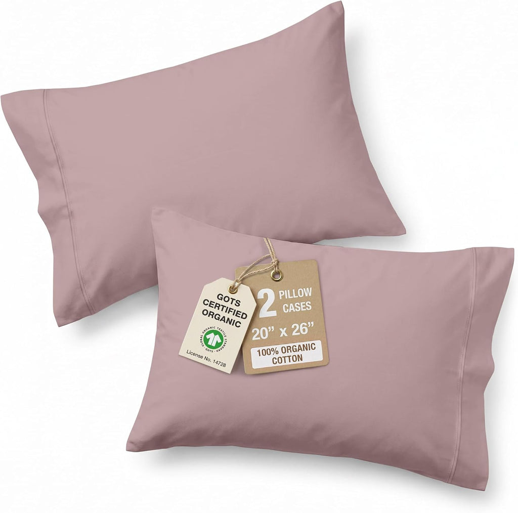 LaneLinen LANE LINEN 100% Organic Cotton Pillow Cases Standard Size Set of 2 (20"x26") - Cotton Pillowcases - Soft Standard Pillow Cases Se…