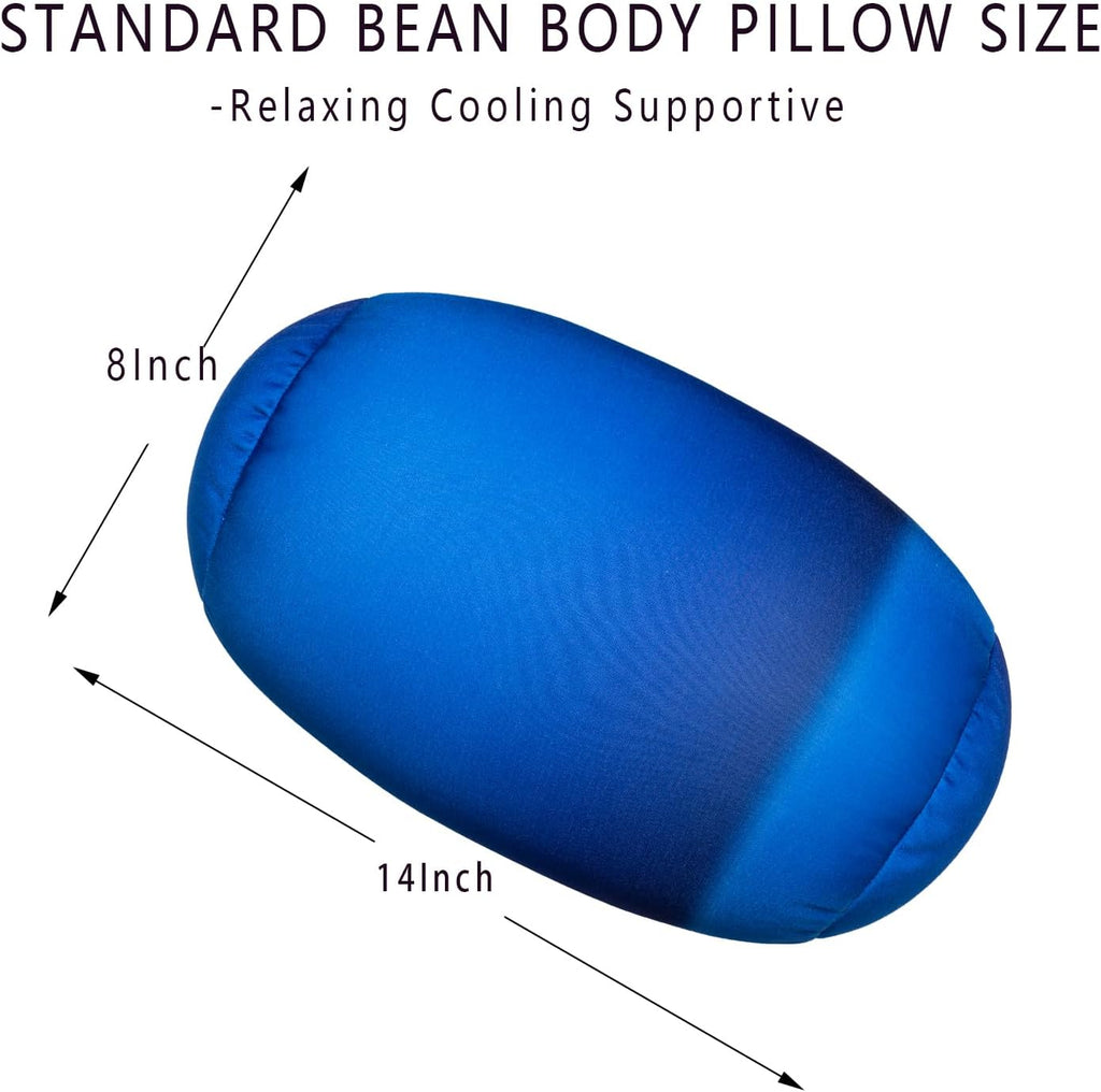 Squish Bean Bed Microbead Pillow Bolster Tube Body Pillow Smooth Cool Touch Fabric Neck & Back Support Throw Travel Pillow Fun Colors…