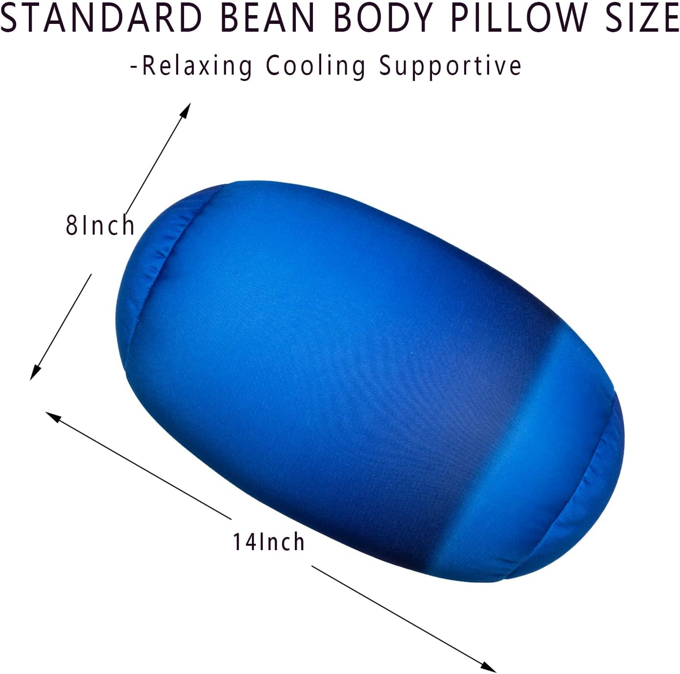 Squish Bean Bed Microbead Pillow Bolster Tube Body Pillow Smooth Cool Touch Fabric Neck & Back Support Throw Travel Pillow Fun Colors…