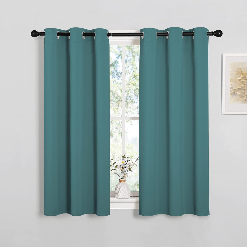 NICETOWN Bedroom Curtain Panels Blackout Draperies, Thermal Insulated Solid Grommet Blackout Curtains/Drapes (Sea Teal, 1 Pair, 34 by…
