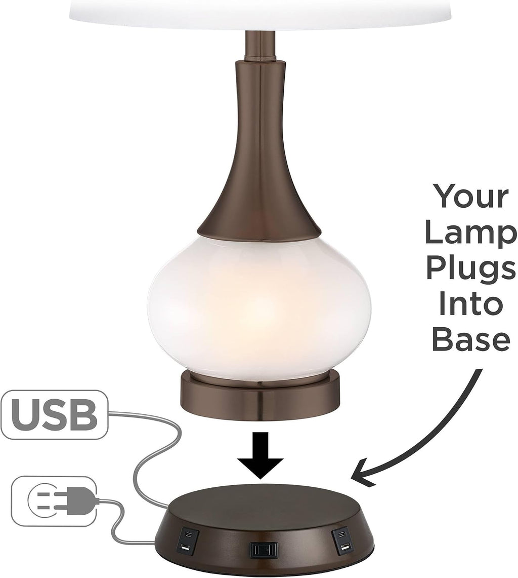Franklin Iron Works Hunter Rustic Farmhouse Table Lamp with USB and AC Power Outlet Workstation Charging Base 28.75" Tall Bronze Cherry…
