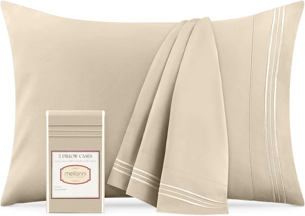 Mellanni Pillow Cases - Luxury, Extra Soft, Cooling Pillow Covers - 2 PC Iconic Collection Pillowcases - Envelope Closure (Standard/Queen 2…