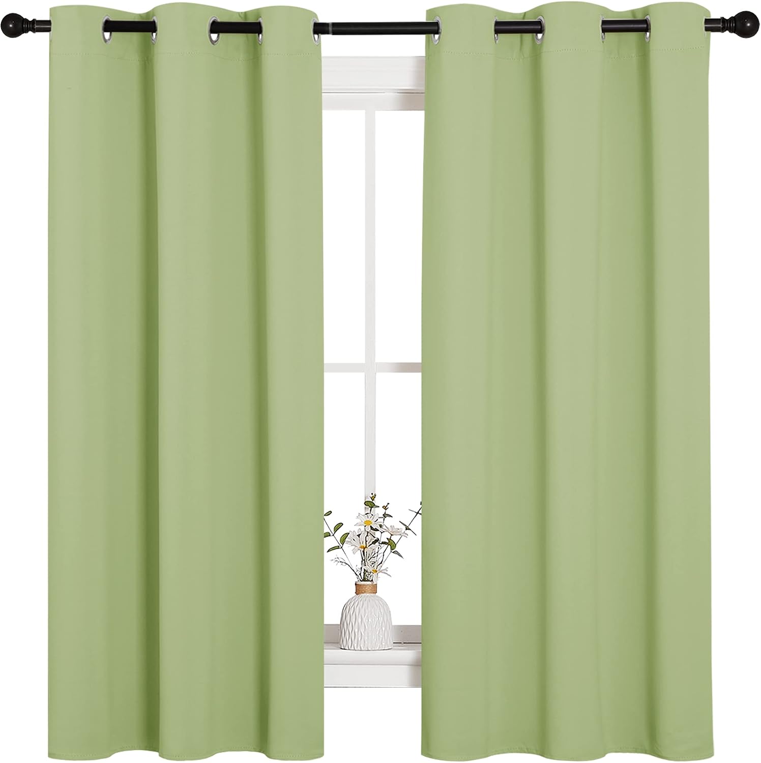 NICETOWN Curtains for Bedroom, Green Nursery Curtains Thermal Insulated, Grommet Top Blackout Drapes for Son's Room Privacy (Sage Green…