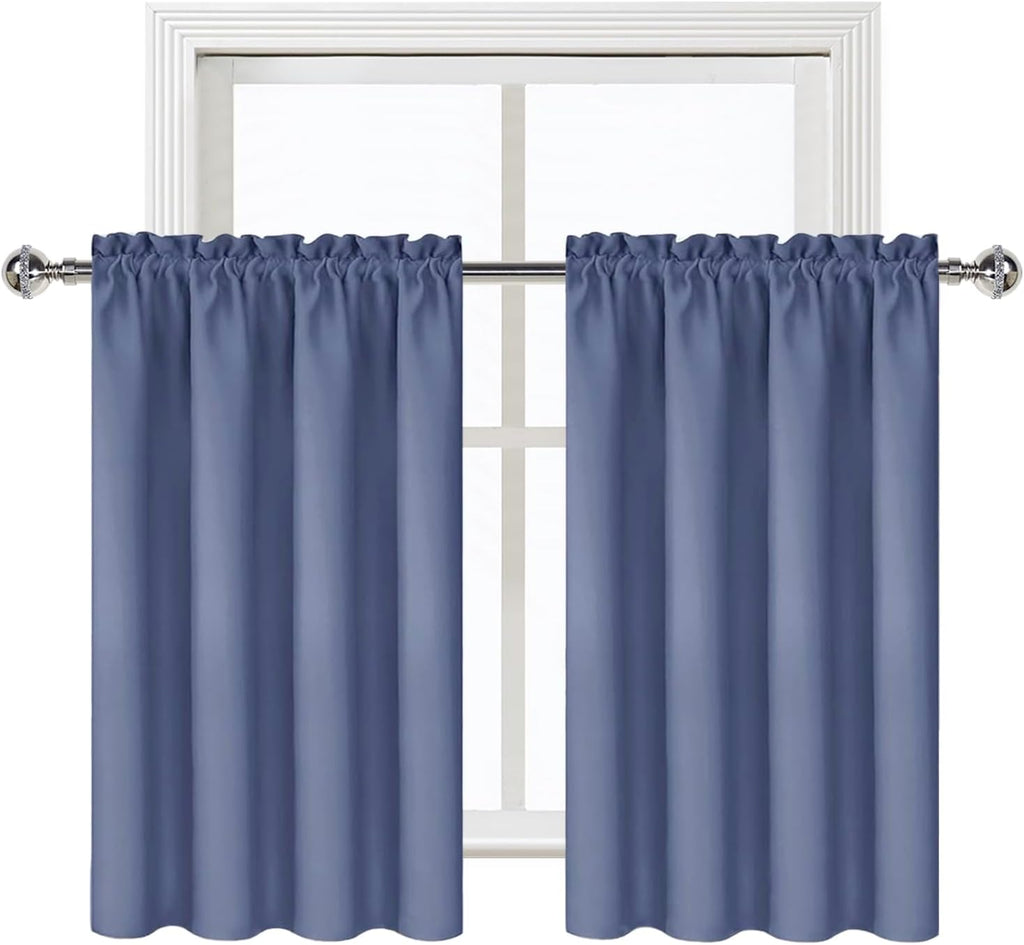 DWCN Blackout Curtains – Thermal Insulated, Energy Saving & Noise Reducing Bedroom and Living Room Curtains, Dusty Blue, W 42x L 36 Inch…