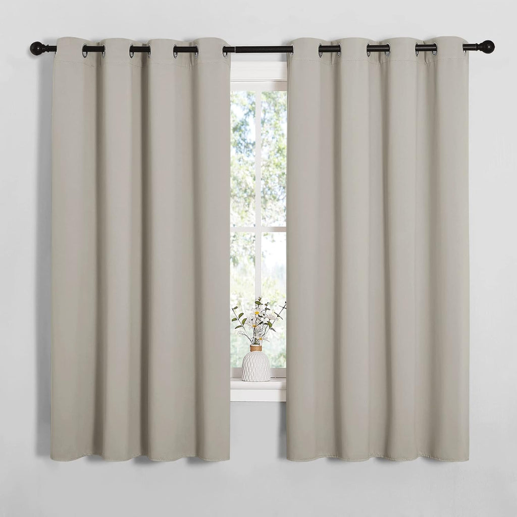 NICETOWN Room Darkening Curtain Panels for Cafe, Thermal Insulated Grommet Room Darkening Draperies/Drapes for Window (Natural, 2 Panels…