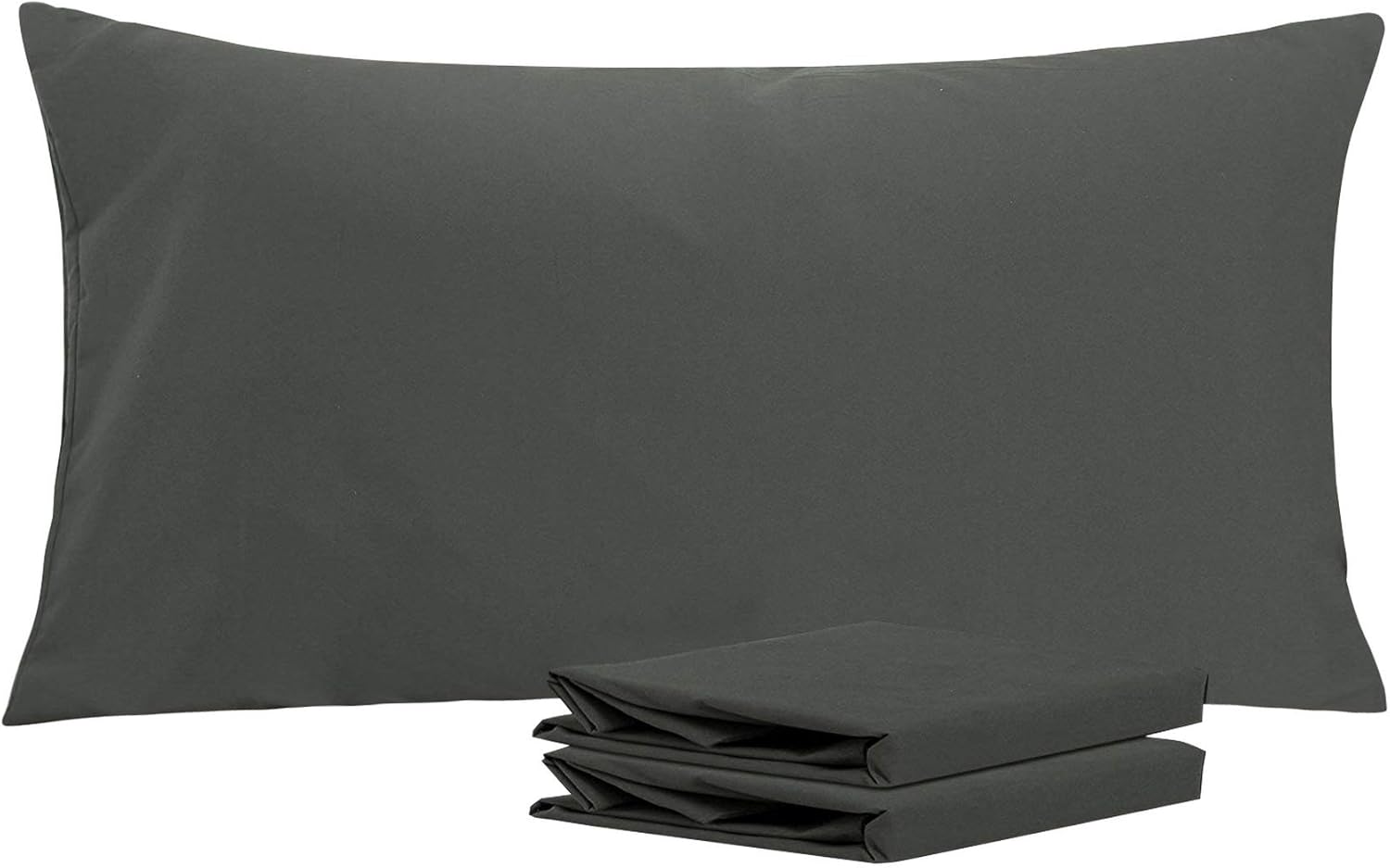 Ntbay King Pillowcase Set - 2 Pack Brushed Microfiber 20x36 Pillowcases - Soft, Wrinkle-Free, Fade-Resistant, Stain-Resistant, Dark Grey Pi…