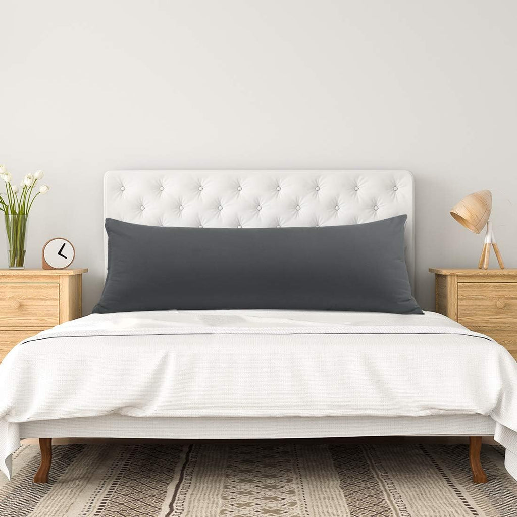 PiccoCasa Body Pillow Cover With Zipper Closure, 110 GSM Brushed Microfiber, Soft Long Case for 20"x48" Pillows - Grey cotton Grey