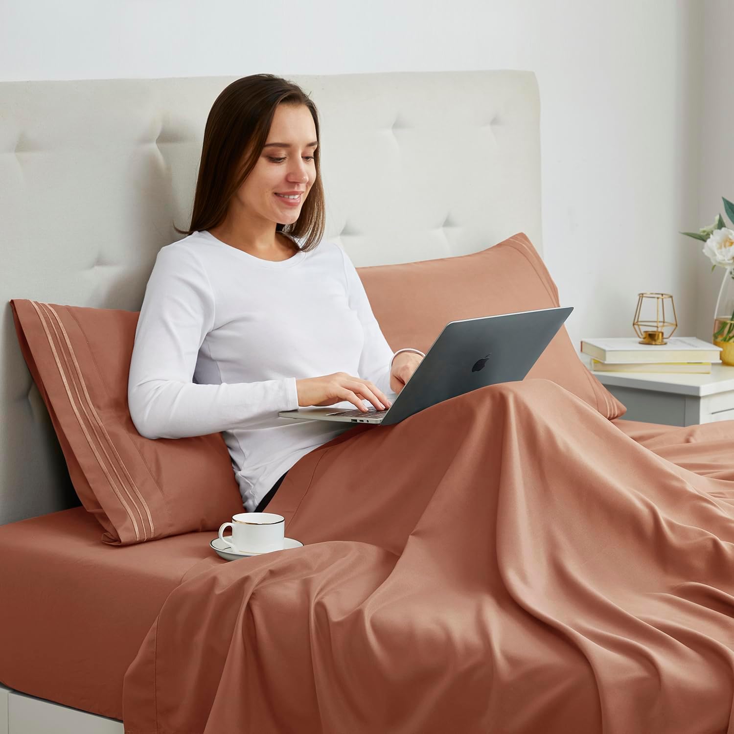 Nestl Orange Brown King Pillow Cases 2 – Soft King Size Pillow Case, 1800 Brushed Microfiber Pillowcases, Envelope Closure Pillowcase, King…