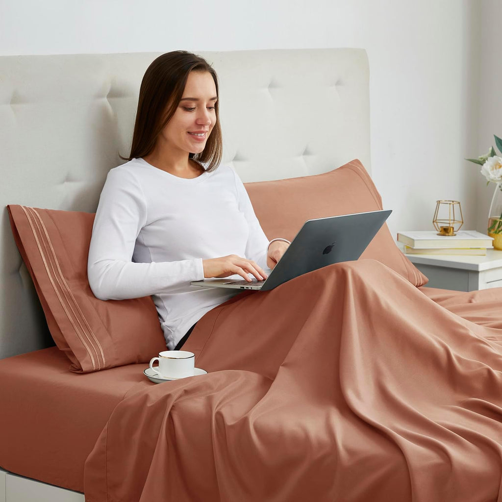 Nestl Rust Pillow Cases - Soft Queen Size Set of 2, 1800 Microfiber Pillow Cases with Envelope Closure, 20x30 Inches cotton