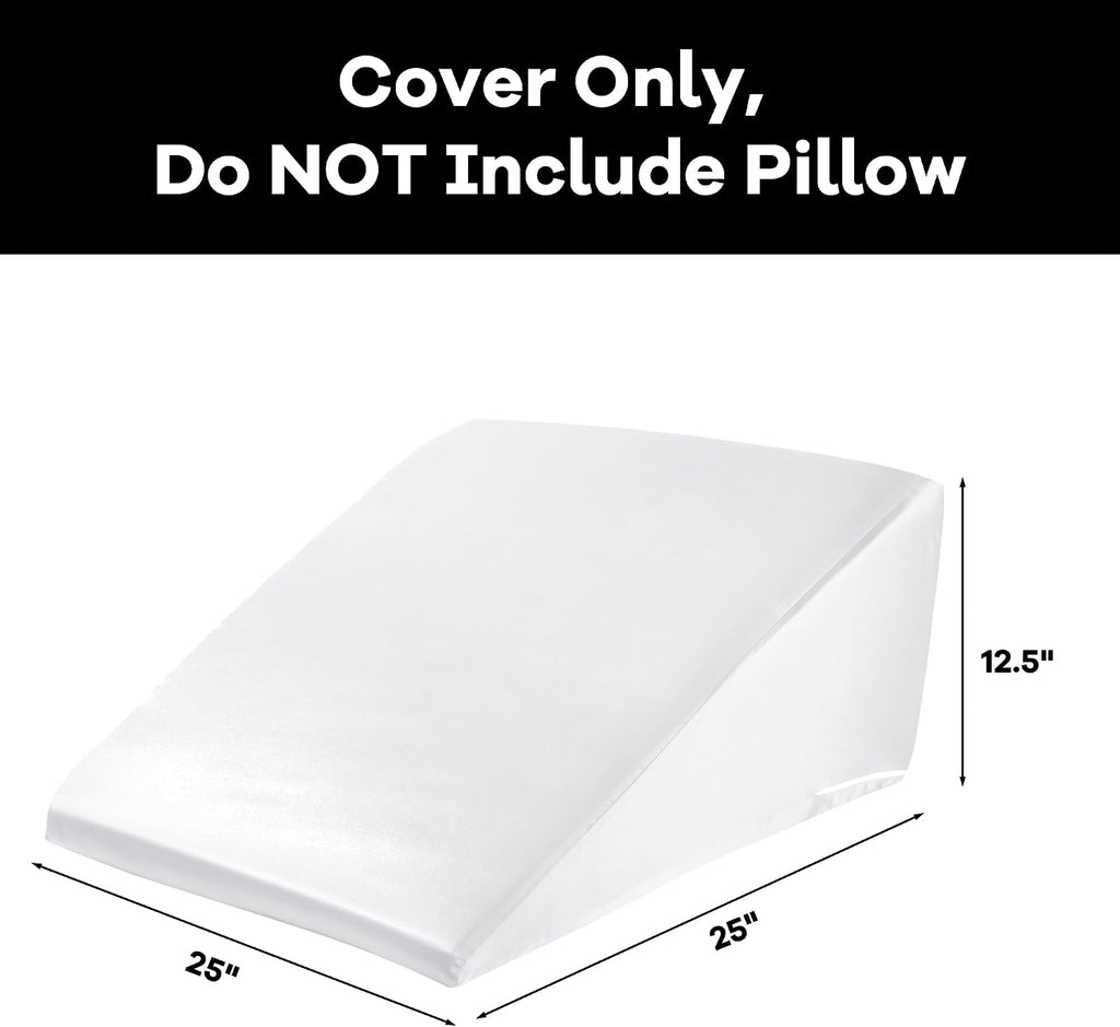 HOMBYS Satin Bed Wedge Pillow Cover Silky & Smooth Wedge Pillowcase 1 Pack 24x24x12.5, Soft & Breathable, Removable & Machine…