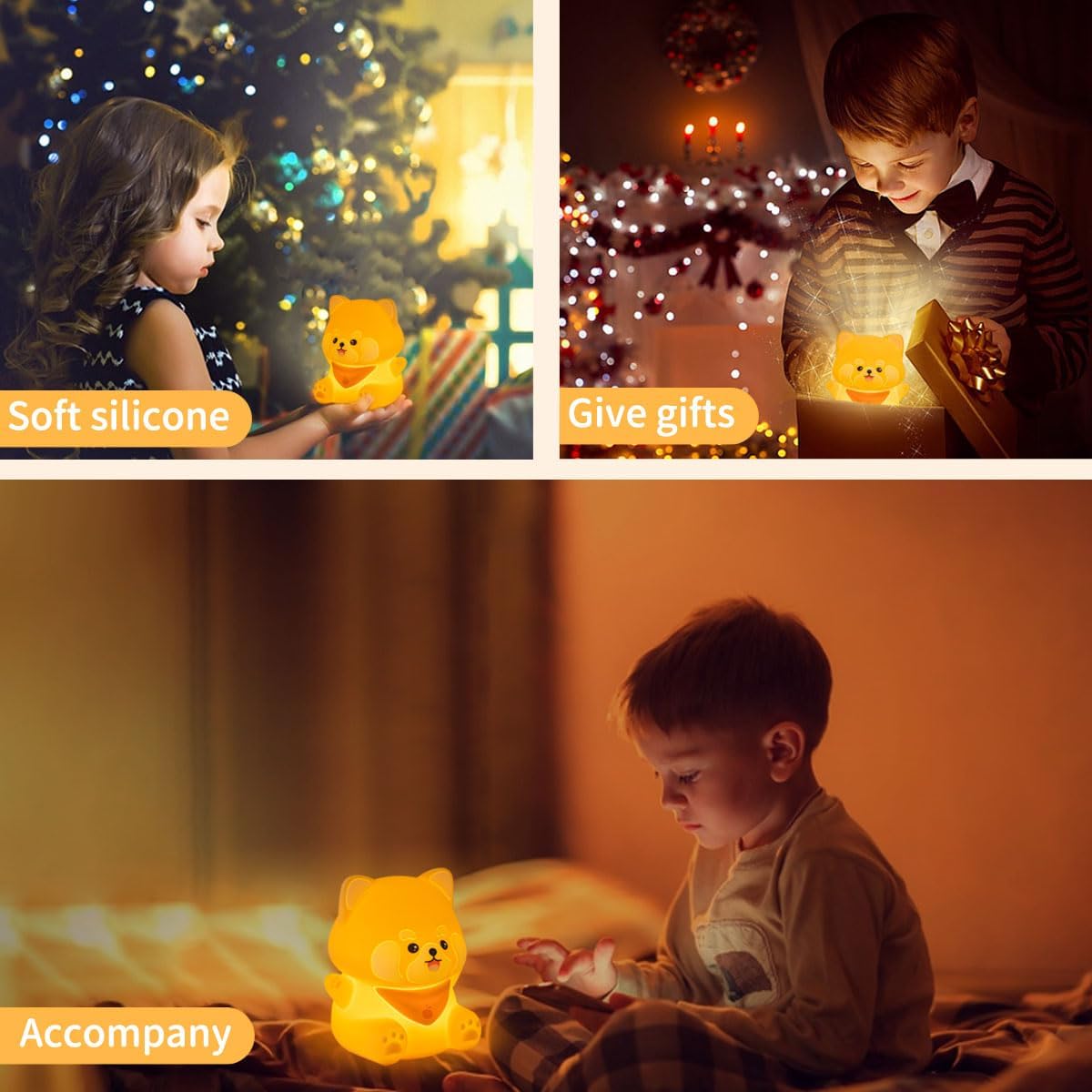 Rytinazzz Silicone Night Light for Kids, 50H Long Battery Red Panda Lamp, Cozy Gift Light for Kids, Soft Dimmable Bedside Light…