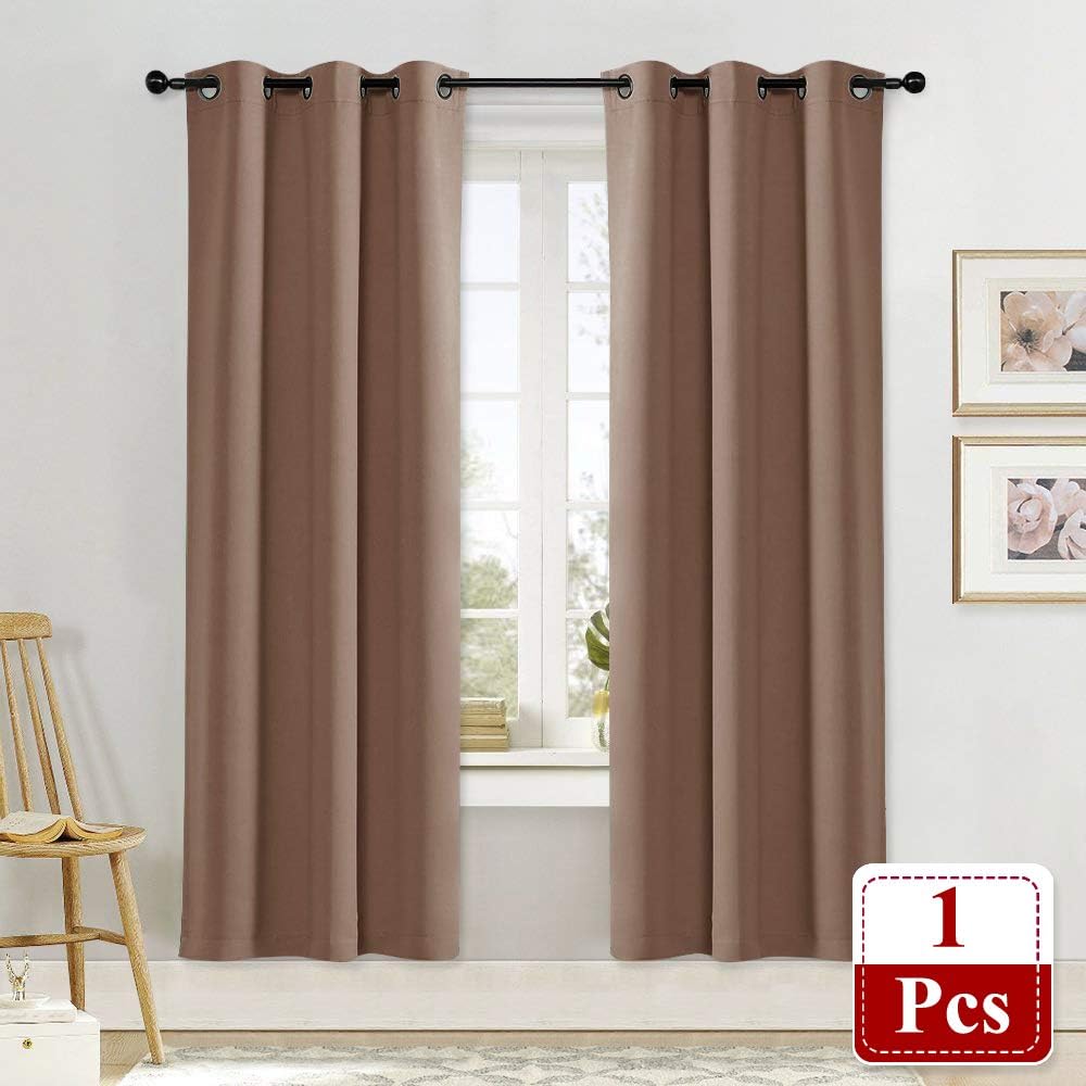 NICETOWN Small Window Blackout Curtain Panel Window Treatment Thermal Insulated Solid Grommet Blackout Drape for Cafe Store (1 Panel, 42…