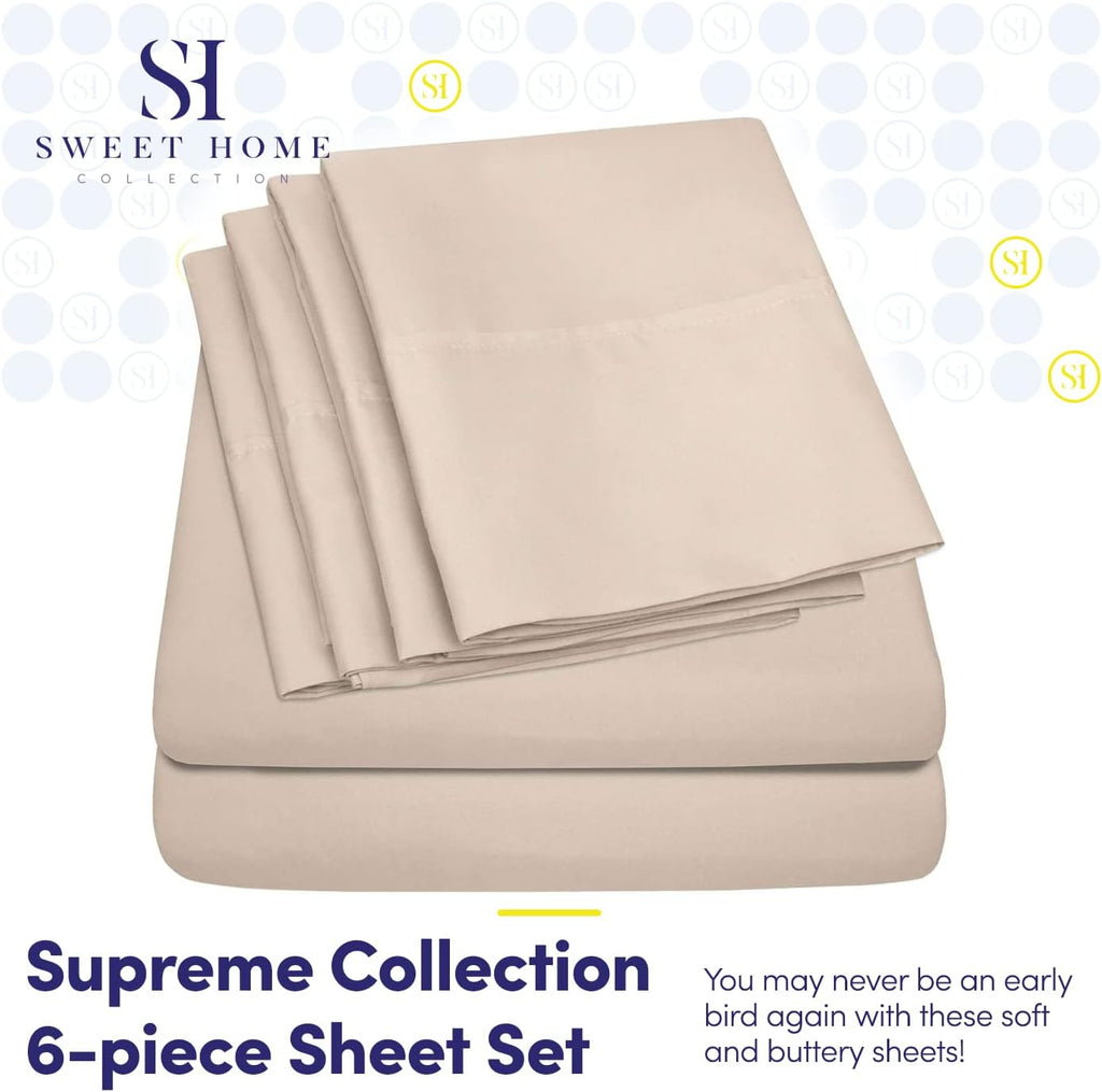 King Size Bed Sheets - 6 Piece 1500 Supreme Collection Fine Brushed Microfiber Deep Pocket King Sheet Set Bedding - 2 Extra Pillow Cases…