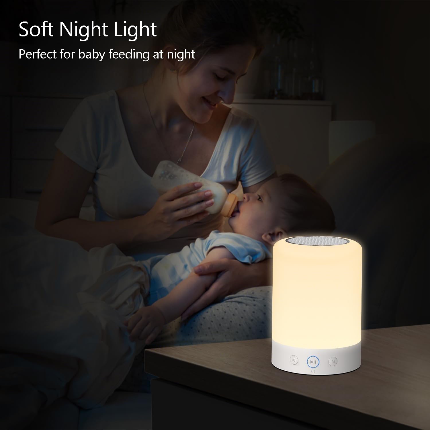 Kipcush® Night Lights, White Noise Machine – 20 Non-Looping Sleep Sounds, Rechargeable Battery, Touch Control