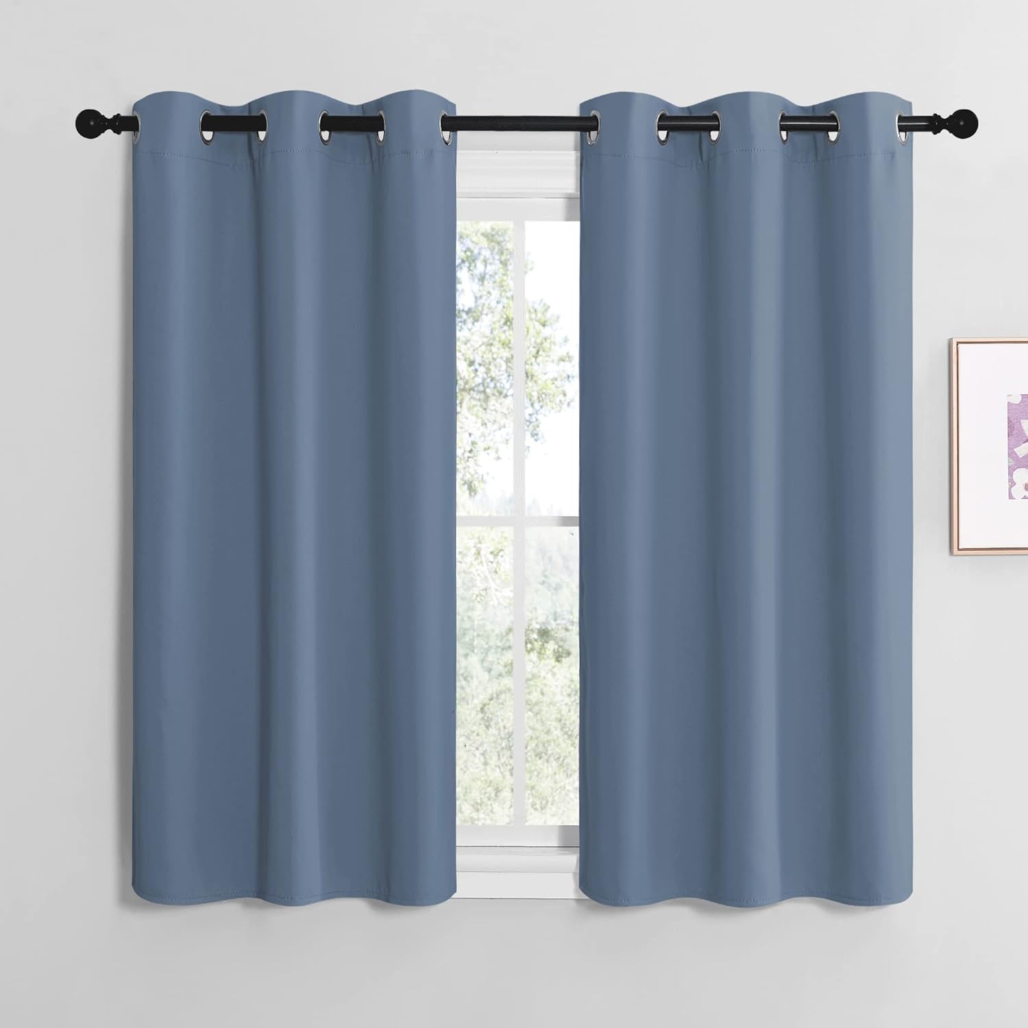 NICETOWN Home Fashion Thermal Insulated Solid Grommet Blackout Window Treatment Curtain Panels for Loft, Cafe (Stone Blue, 1 Pair, 42…