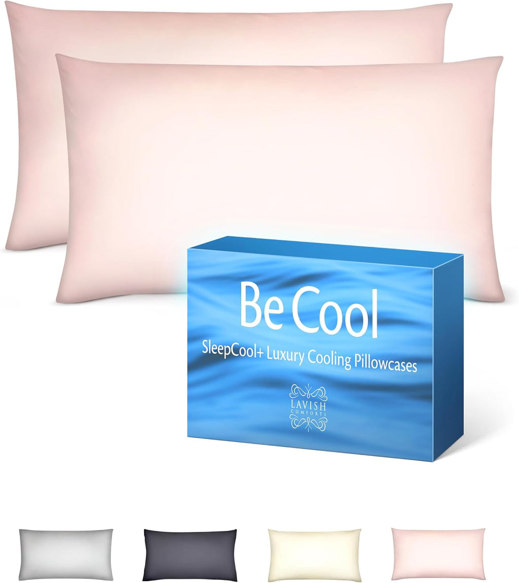 LavishComforts Lavish Comforts® Cooling Pillow Cases for Hot Sleepers – Silk Soft Pillow Case with Zipper, Cool Pillow Case Protector with…