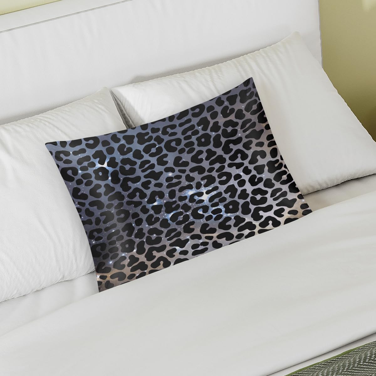 Galaxy Black Skin Leopard Satin Silk Pillowcase for Hair and Skin Pillow Cases Standard Size Soft Silk Pillow Case with Envelope Closure…