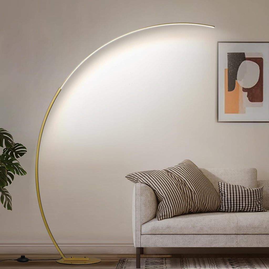 Dimmable LED Floor Lamp with 3 Color Temperatures, Ultra Bright 2000LM Gold Arc Floor Lamp, Modern Standing Tall Lamp with Remote Control…