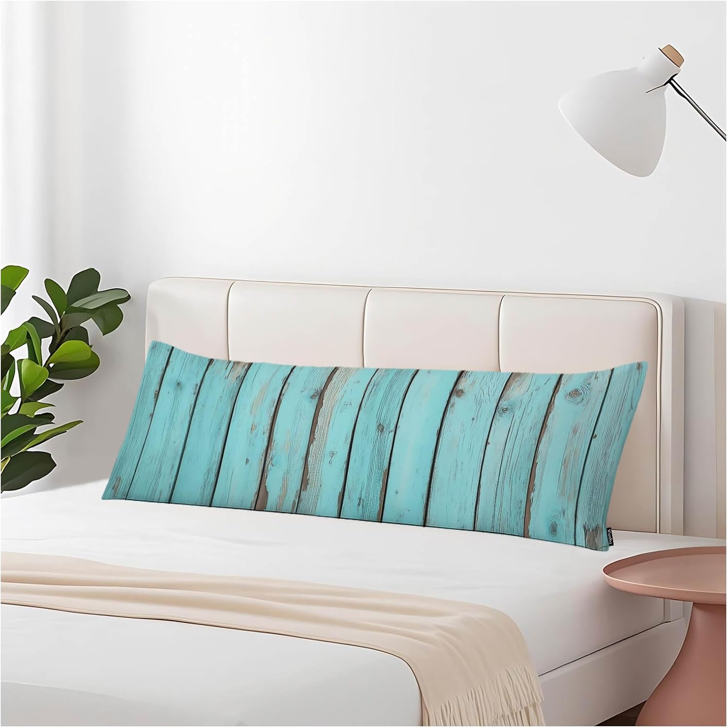 Blue Wood Body Pillow Pillowcase Turquoise Wooden Teal Farmhouse Body Pillow Cushion Covers, 20x54 Inch Bedding Body Pillows Protector…