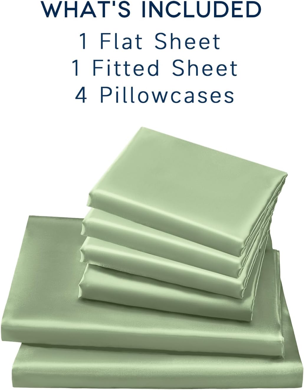Golal Satin Sheets Full Size - 6 Pieces Luxury Silky Soft Bed Sheets, Wrinkle-Free Sage Green Satin Silk Sheet Set with 1 Deep Pocket Fitte…